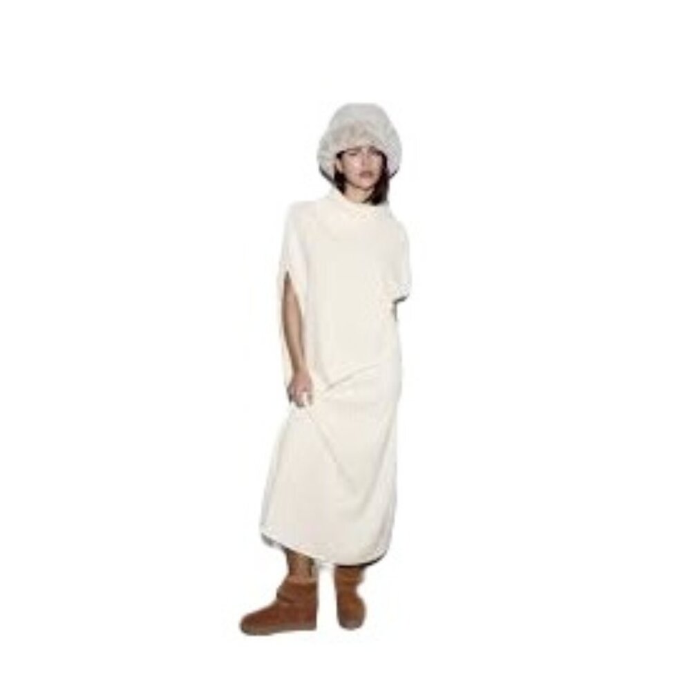 NWOT ZARA Cream Large Ribbed Turtleneck Poncho Sweater